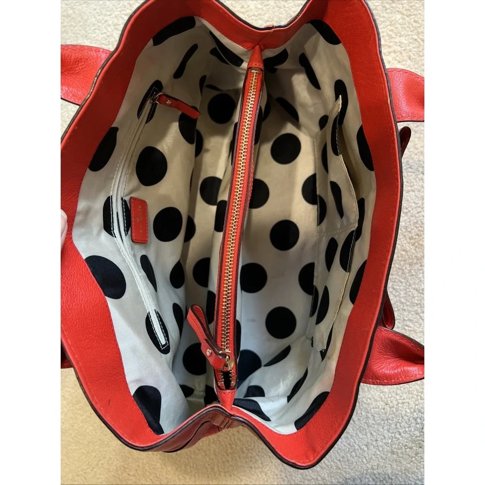 Kate Spade Elena‎ Villabella Orange Red Shoulder Bag Leather Handbag Bow Satchel